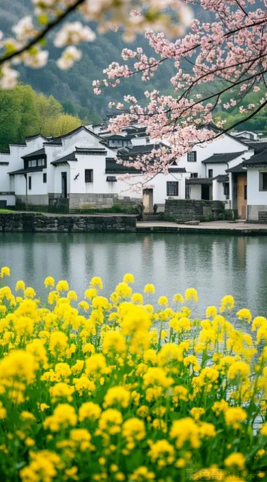 大片明艳的黄色油菜花，生机勃勃