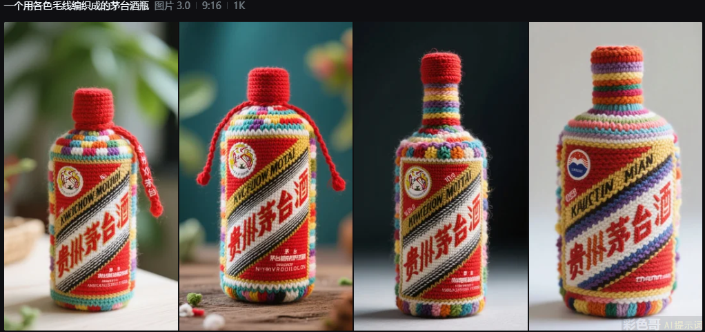 一个用各色毛线编织成的茅台酒瓶-图片2